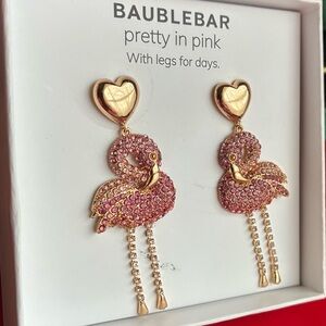 BaubleBar Heart Flamingo Earrings in Pink and Gold